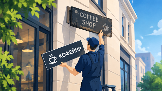 Оформление вывесок на русском языке