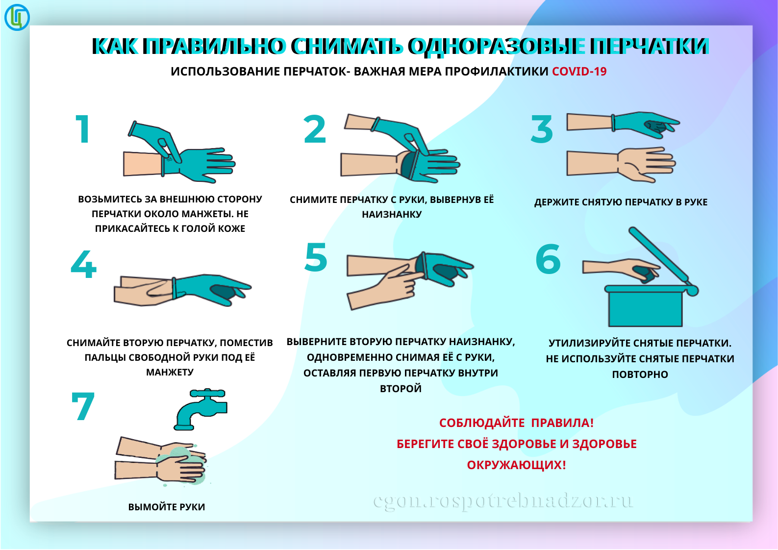 Как правильно снимать одноразовые перчатки