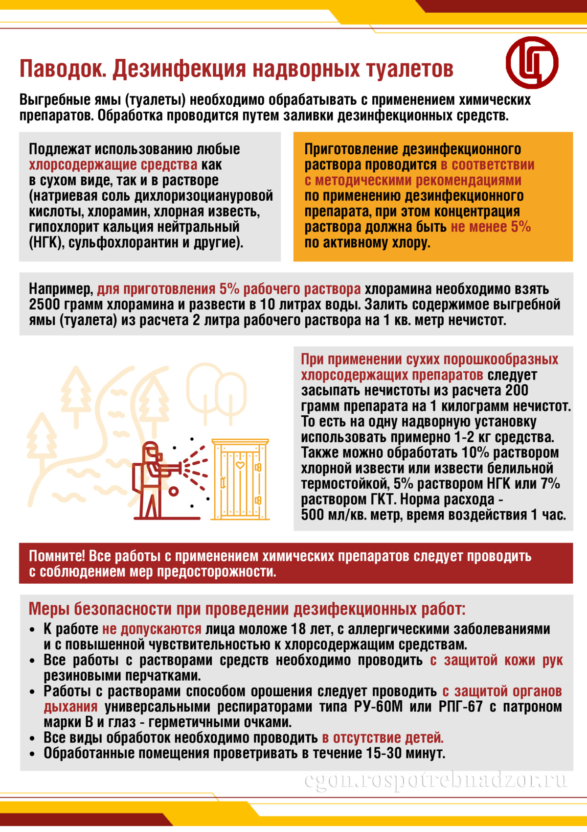 Паводок. Дезинфекция надворных туалетов