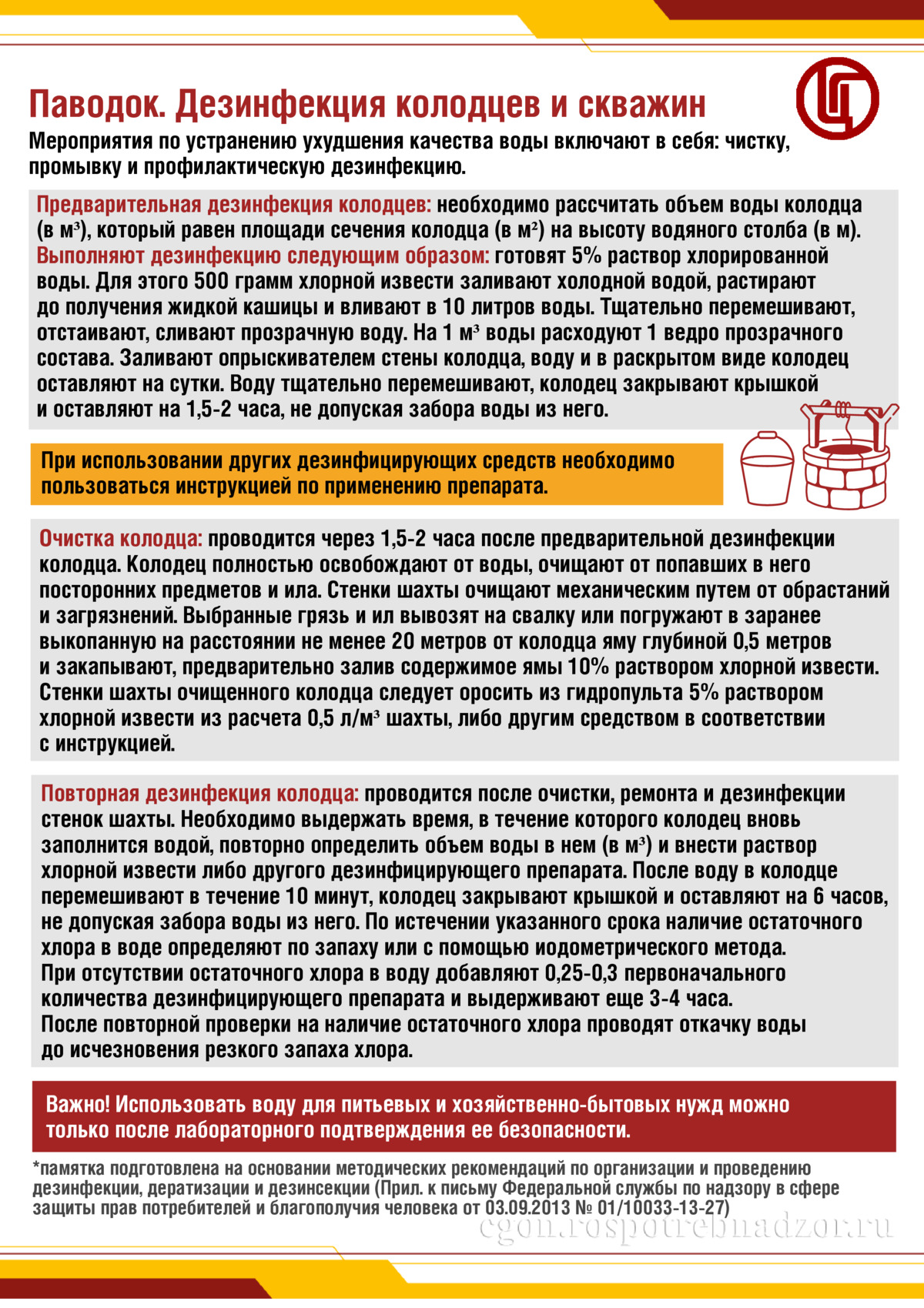 Паводок. Дезинфекция колодцев и скважин