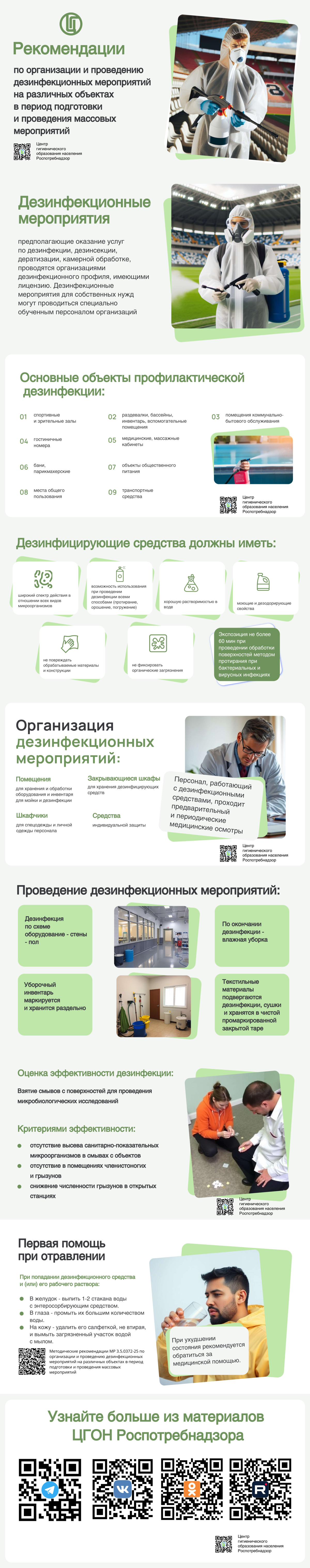Рекомендации по организации и проведению дезинфекционных мероприятий на различных объектах в период подготовки и проведения массовых мероприятий