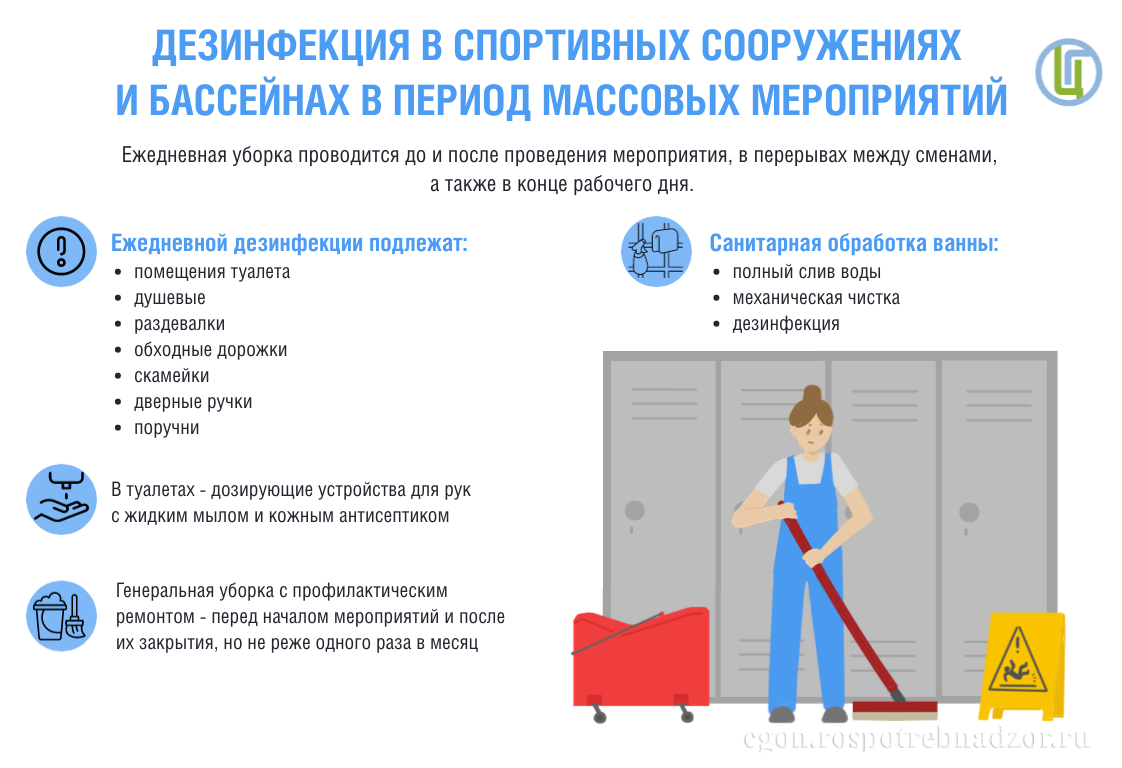 Дезинфекция в спортивных сооружениях и бассейнах в период массовых мероприятий