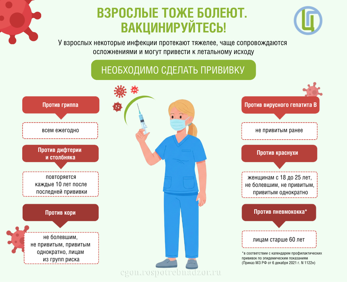 Взрослые тоже болеют. Вакцинируйтесь!